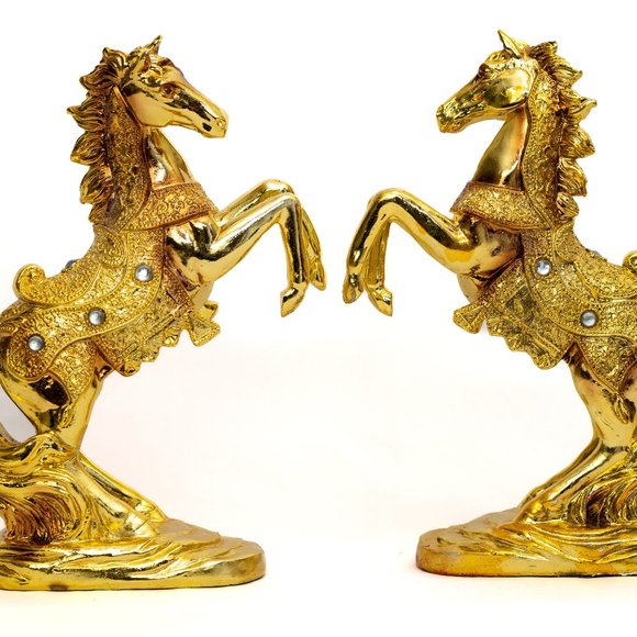 Pair of Desktop Decorative Horse Statue, Animal Sculpture Home Decor Gift Set - Picture 6 of 7